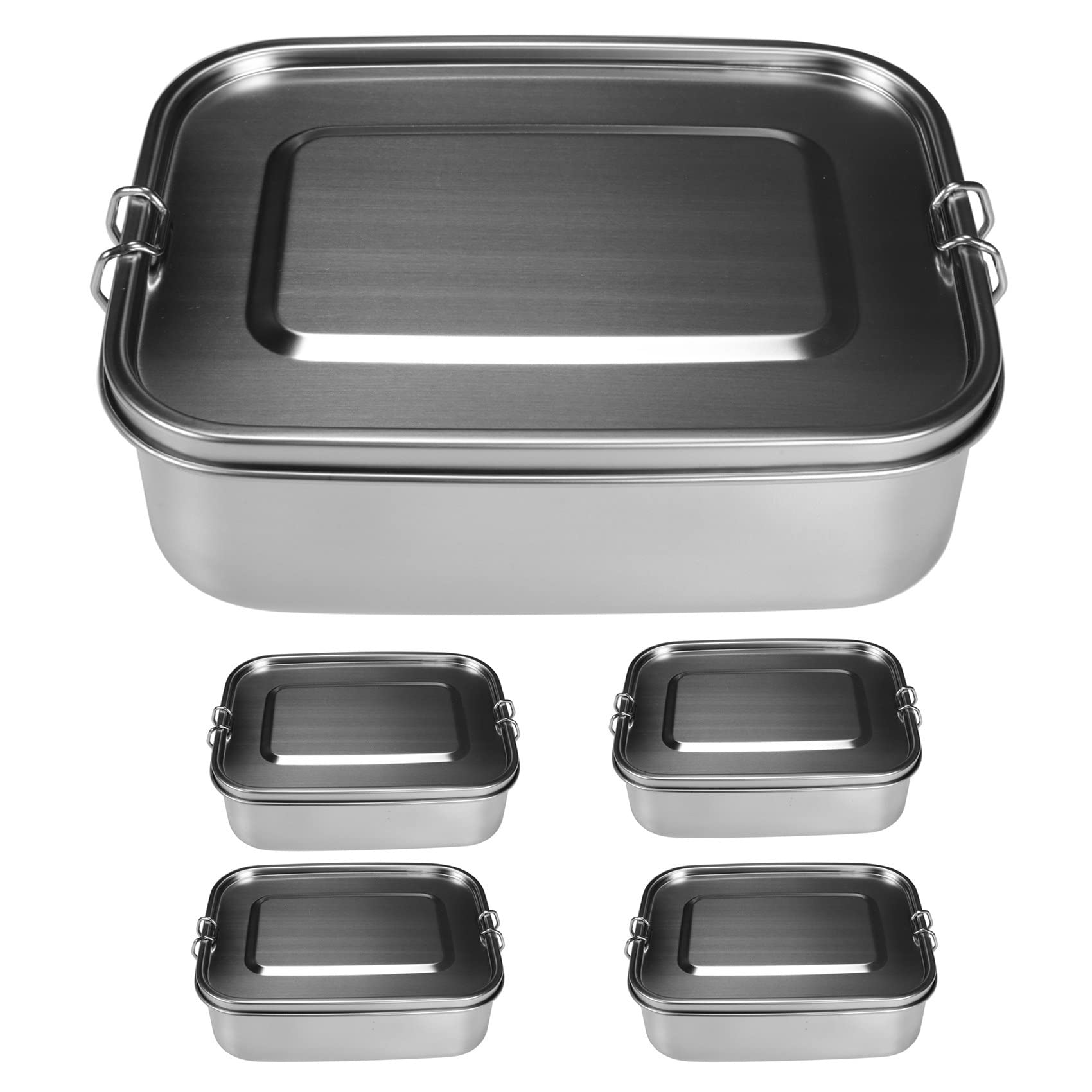 Hndhbfgrt 5X Stainless Steel Bento Box Lunch Container,3-Compartment Bento Lunch Box for Sandwich and Two Sides,1400 Ml