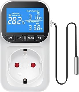 Digital Temperature Controller Socket Thermostat Plug 220V with Timer Switch Heating Cooling for Refrigerator Aquaculture(VA049EU)