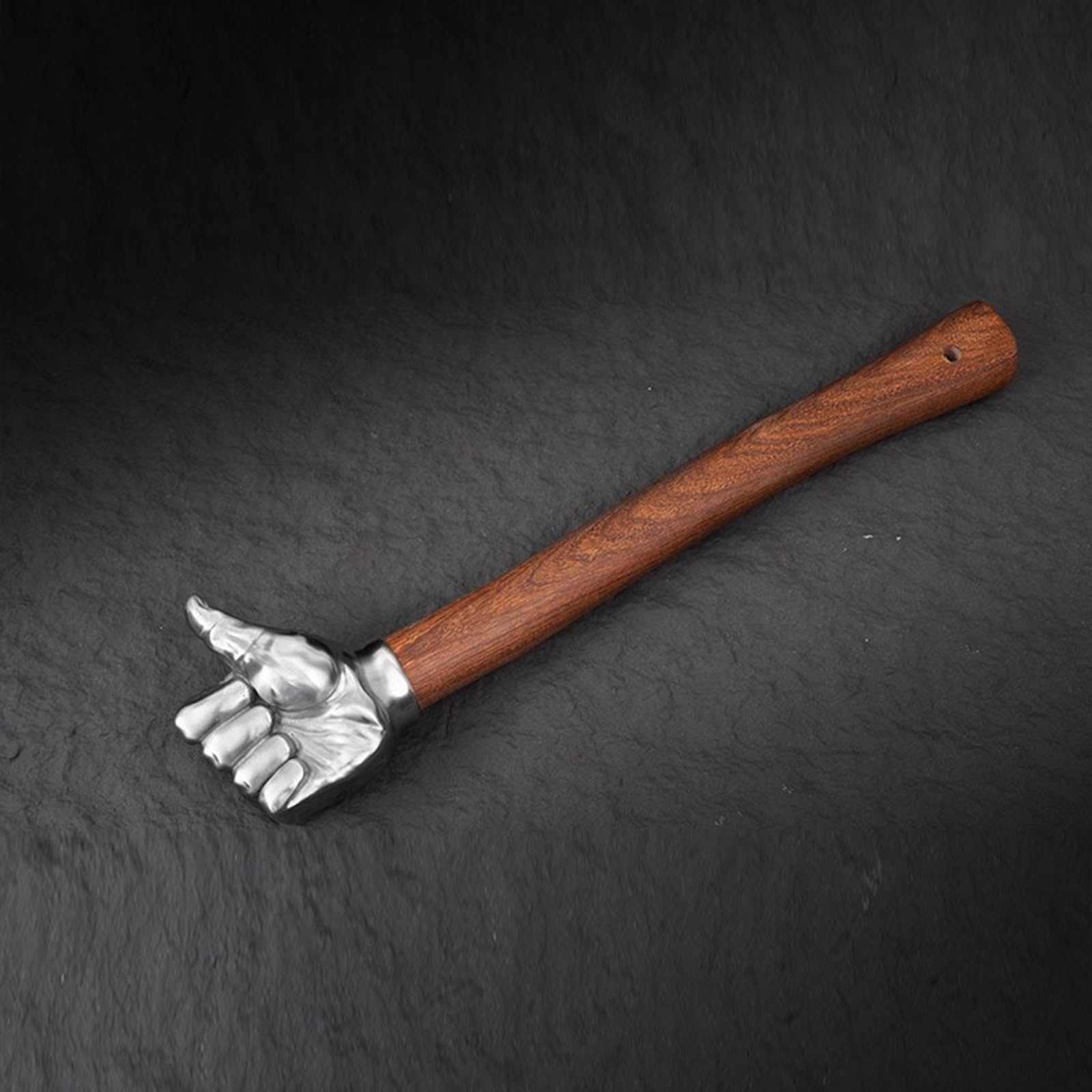 Martello da pollice, testa decorativa in acciaio inox, manico in legno, da collezione, per giardinaggio, campeggio, artigianato, piccolo