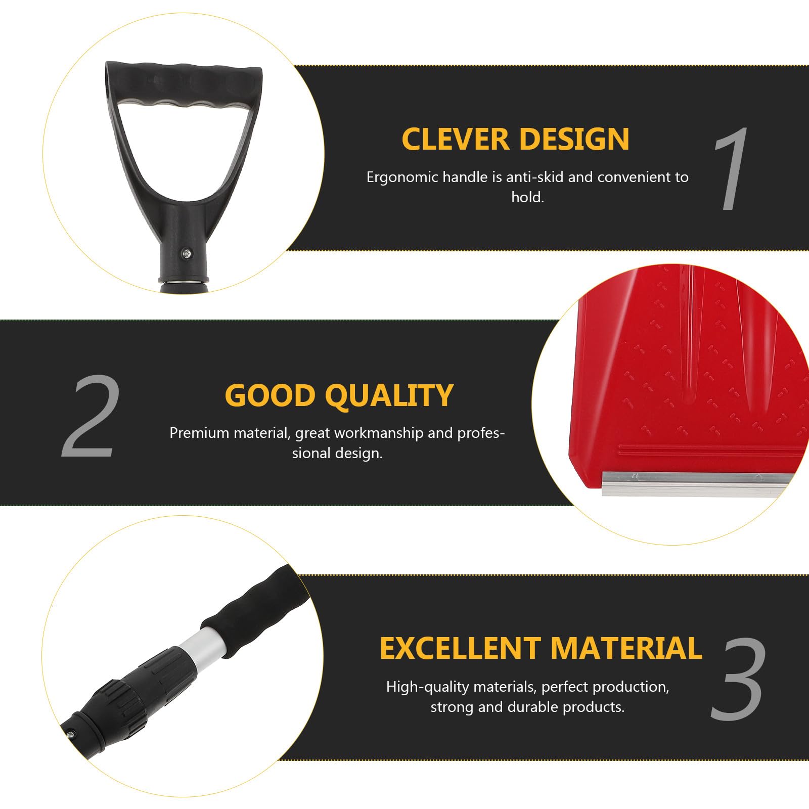 BESPORTBLE Pelle à Neige Rétractable en Plastique Manche en Aluminium Outil de Déneigement Hivernal Compact et Léger Accessoire Rouge pour Voiture et Camping-Car Truelle à Boue