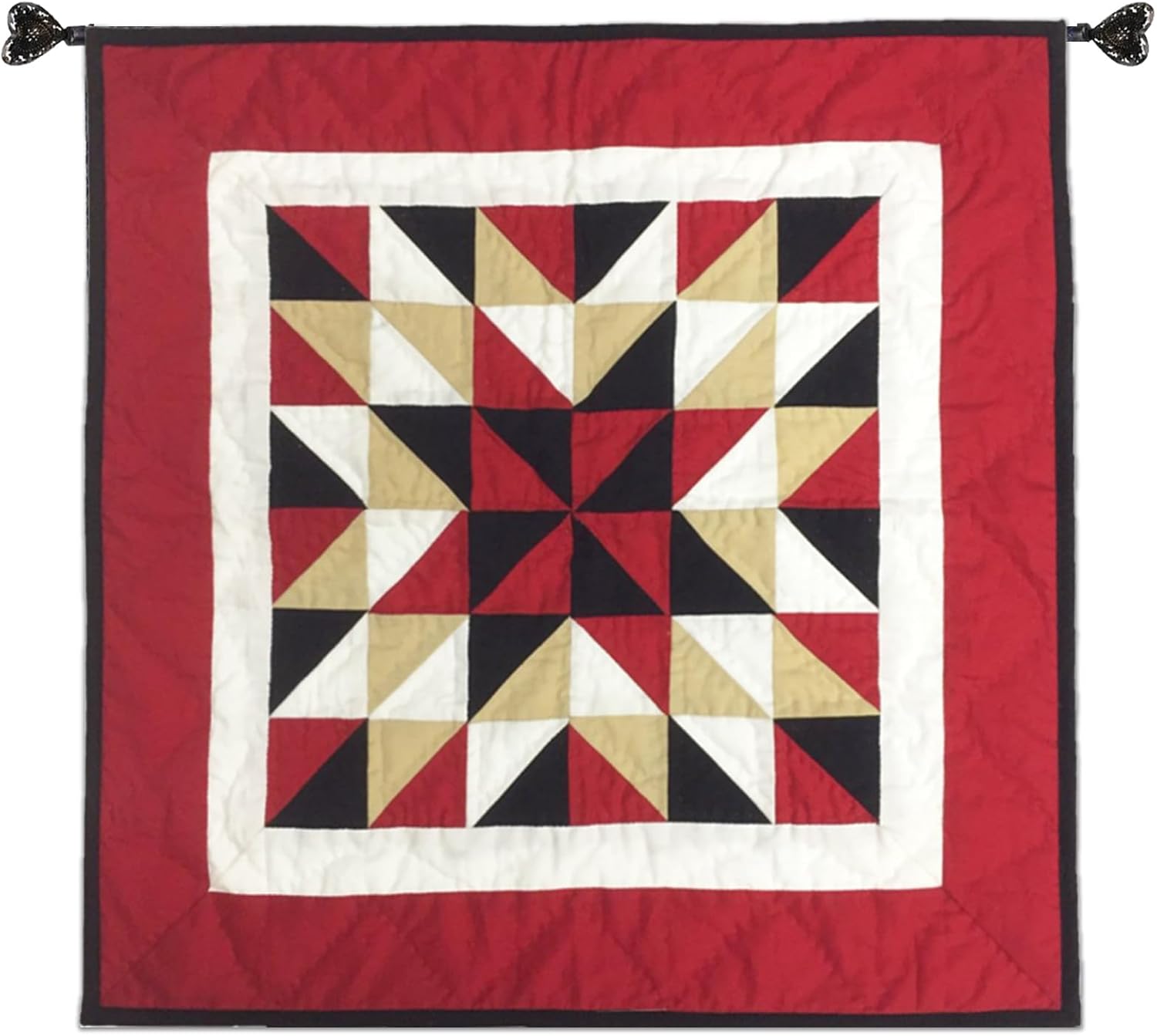 Broken Star Hand Quilted 19 inches by 19 inches 100% Cotton Wall Hanging, Block Quilt, Table Topper Quilt, Rod Pocket Quilt