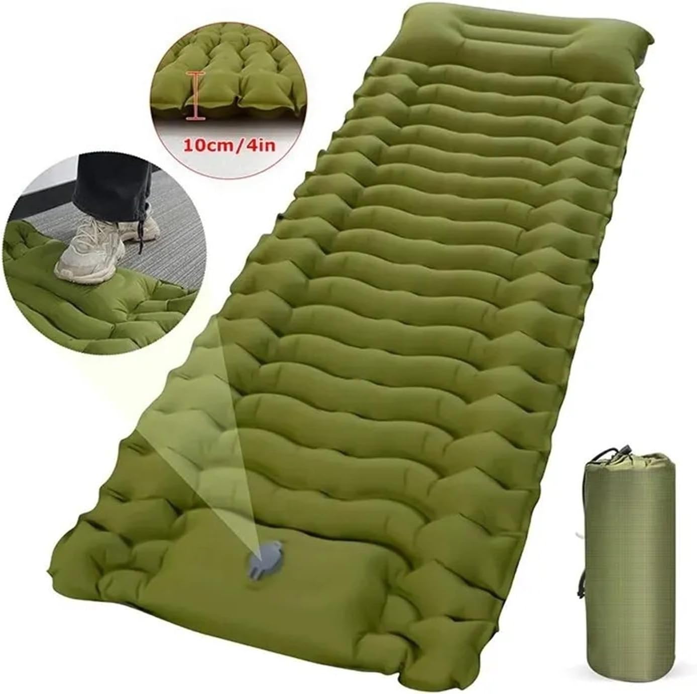 Thicken Camping Inflatable Mattress - Built-in Pillow & Pump Air Pad for Travel Hiking Climbing Outdoor(Blue)