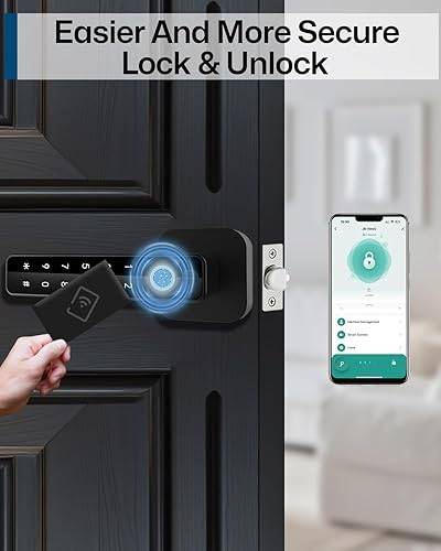 Miniatura 6 de Cerradura de puerta inteligente 5 en 1, perilla digital de entrada sin llave, control de aplicación Bluetooth, tarjeta y llave, perilla de puerta