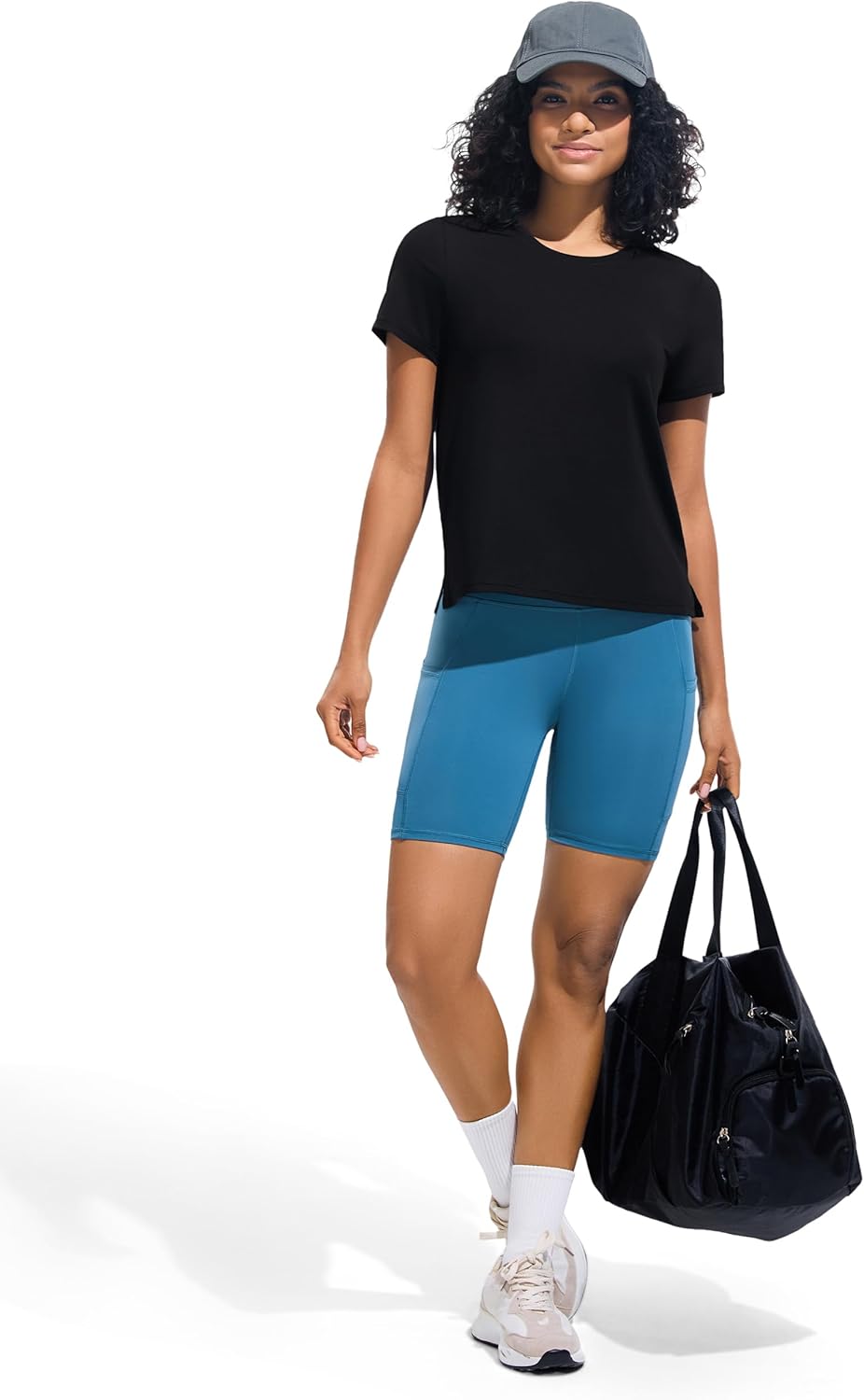 Ice Silk Women's Short Sleeve Workout Shirts Loose Fit Side Slits Athletic Tee Tops - Image 6