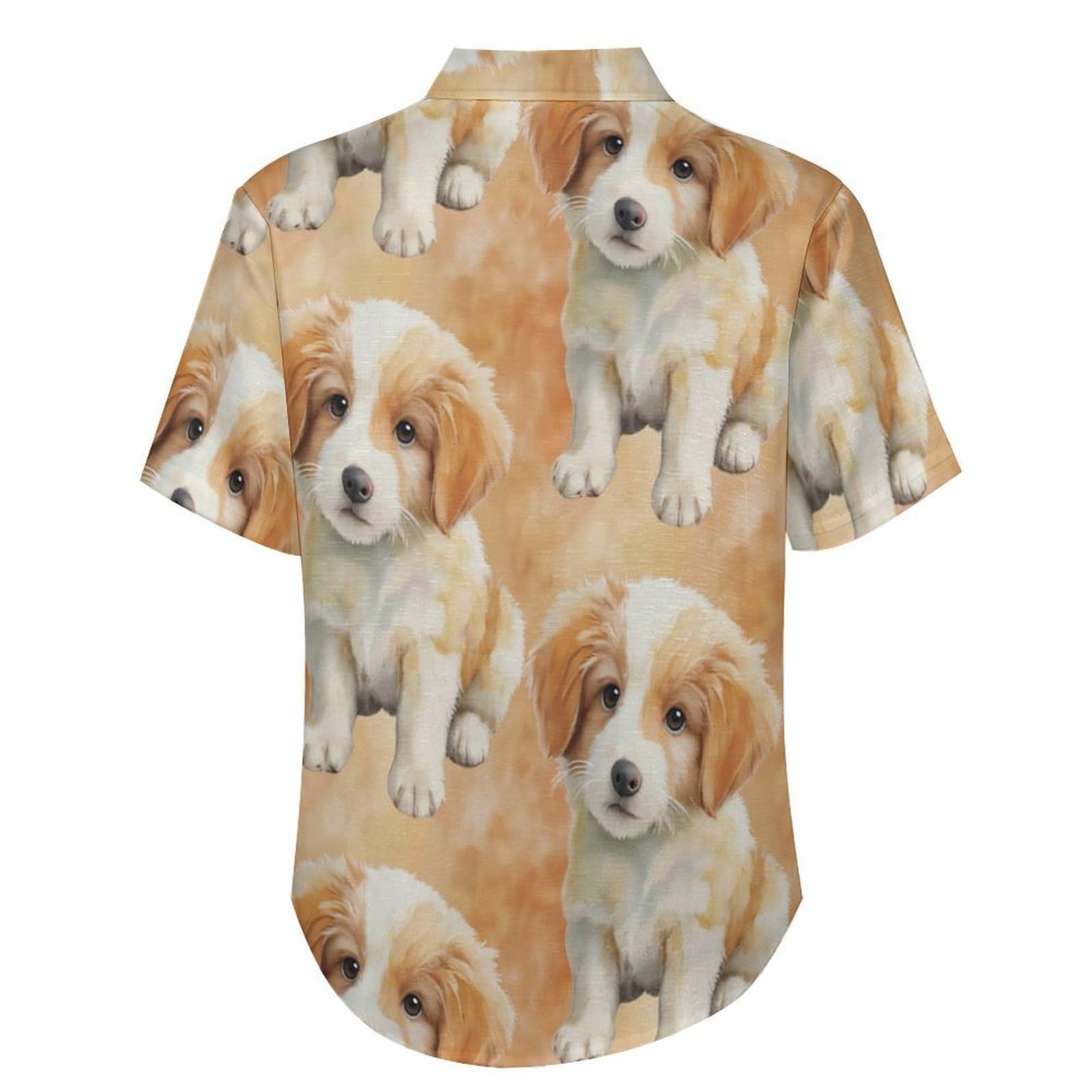 Camicie da Uomo a Maniche Corte con Stampa della Cucciolo Carino Animale Ad Acquerello, Casual Leggere Bottoni Camicia con Tasca Frontale, per Vacanze Spiaggia Estate