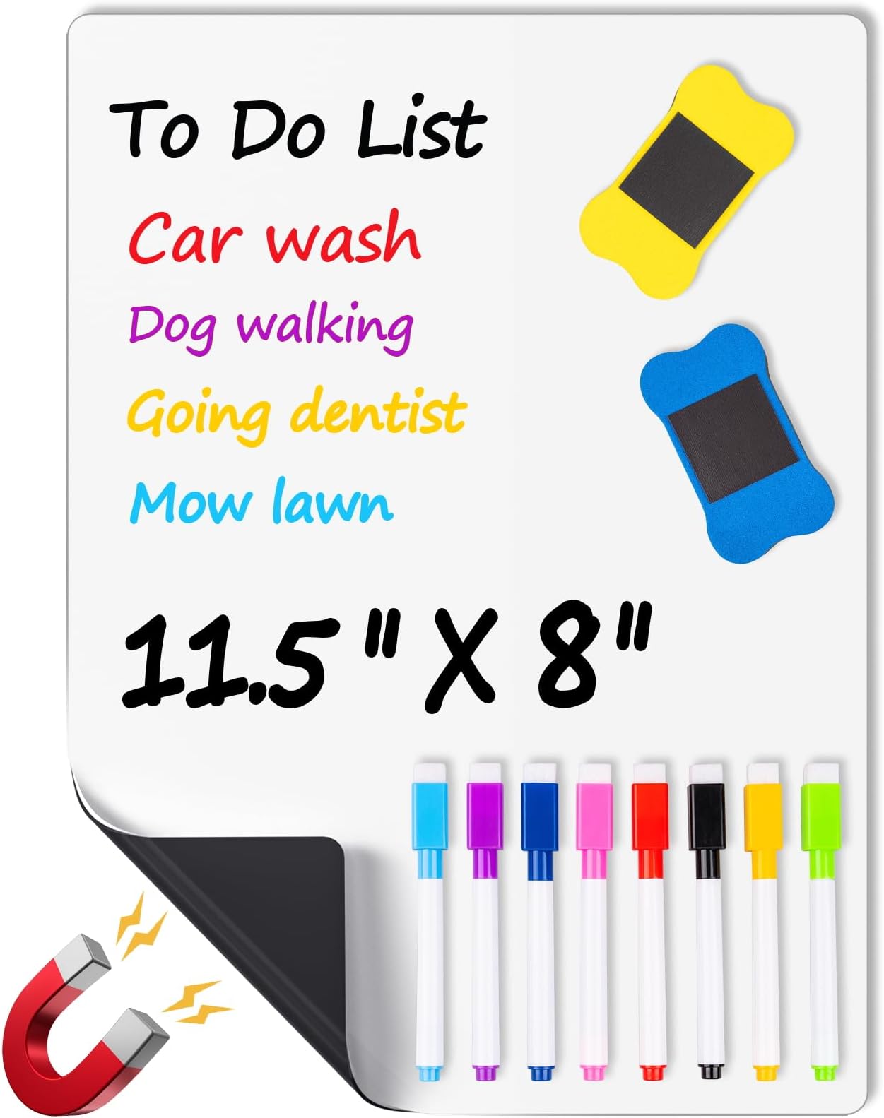 Whiteboard Fridge Dry Erase Board 12" x 8", Flexible