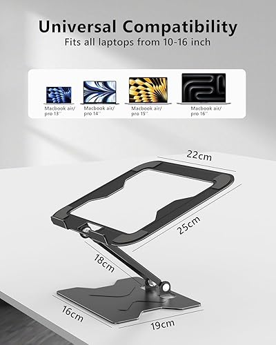 Miniatura 4 de Soporte ajustable para computadora portátil, elevador plegable de metal para laptop, soporte portátil para laptop, soporte de computadora de