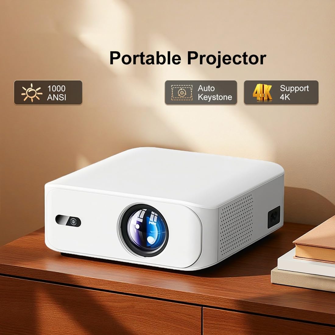 Mini Proiettore Ultra Portatile L9W 4K, Videoproiettore Full HD di qualità Cinematografica con Bluetooth, Home Theater