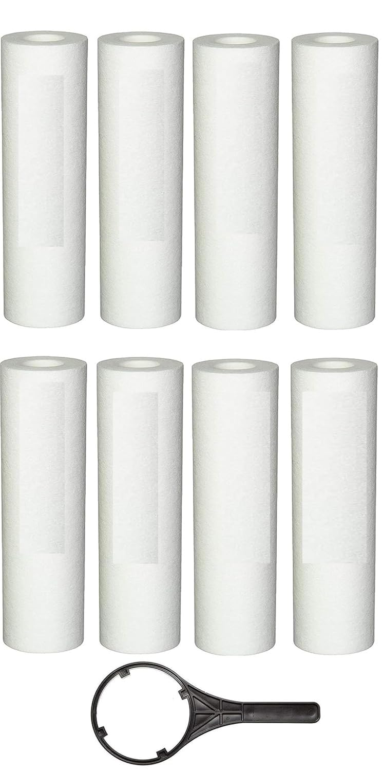 PP Spun Filter + 1 Spanner for All Types of RO Water purifiers (10 Inch, 5 Micron) Ro Housing Sediment Filters | Replacement Spun Filter Cartridge Pre Filter Candle (8)-image-3