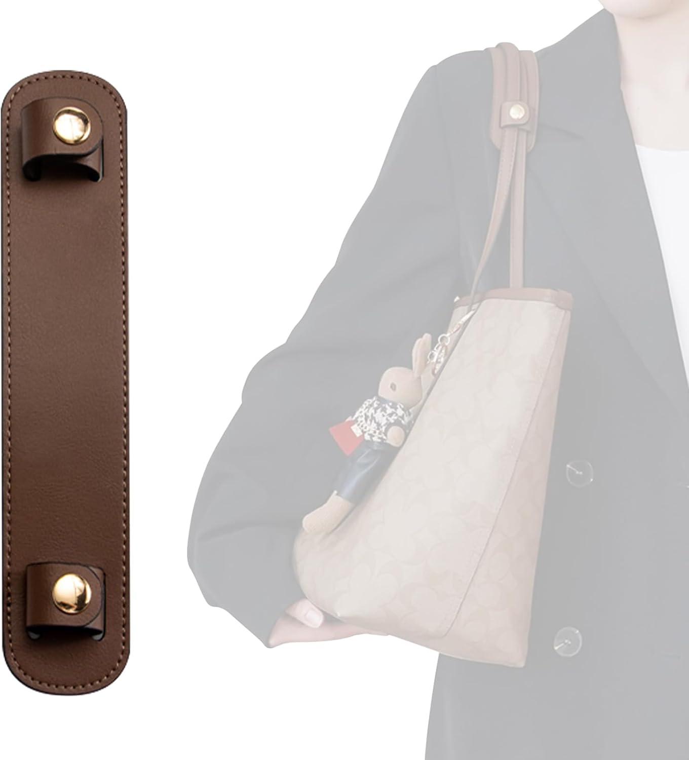 Shoulder Strap Pad Replacement,Microfiber Leather Strap Pads Detachable Cover for Tote Bag Dark Brown