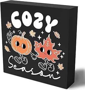 Amazon.com: Cute Fall Decoration for Home, Cozy Season Sign Pumpkin ...