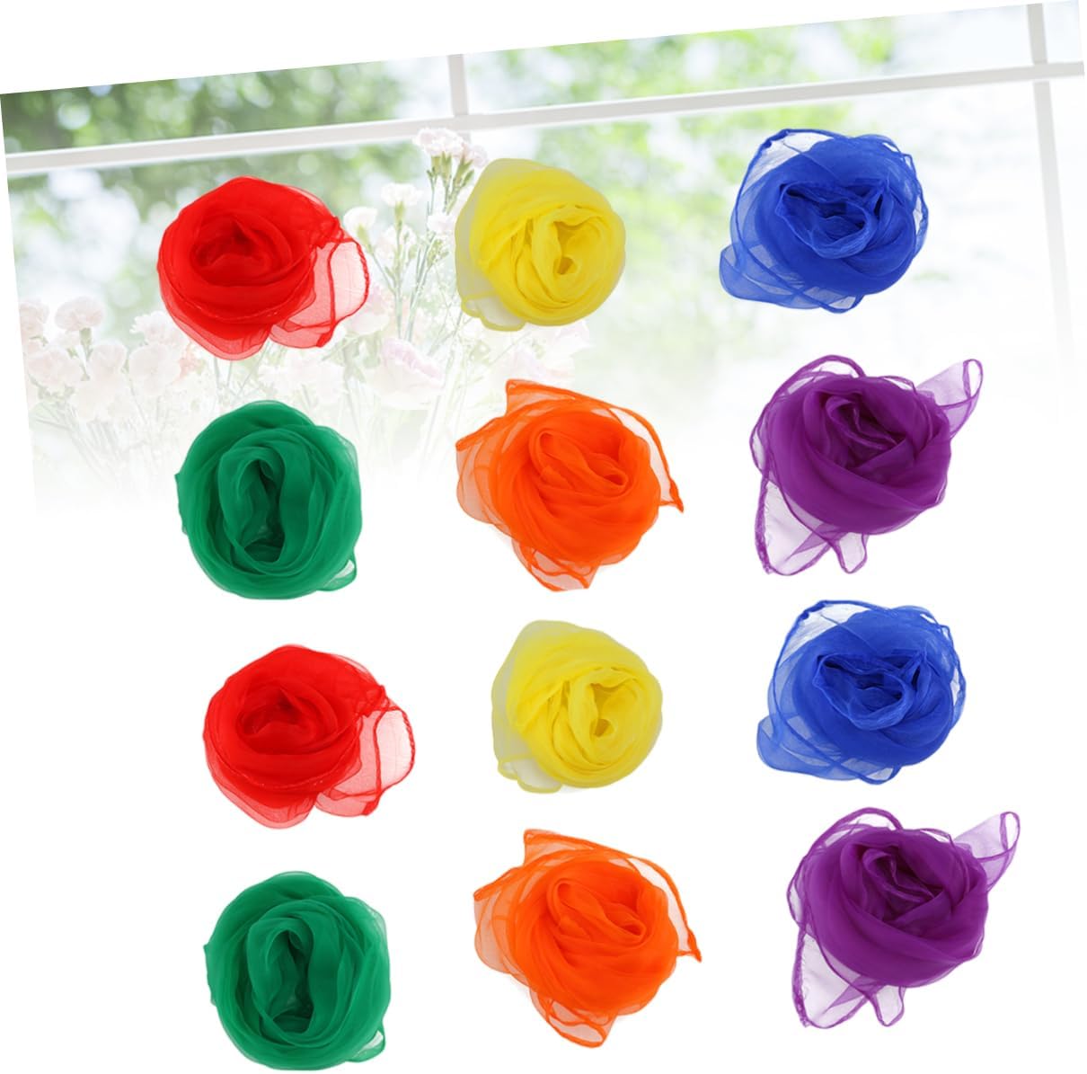 Healeved 36pcs Mini Square Juggling Silk Dance Scarves Boys and Girls Scarf Dance Group Accessories Random Color