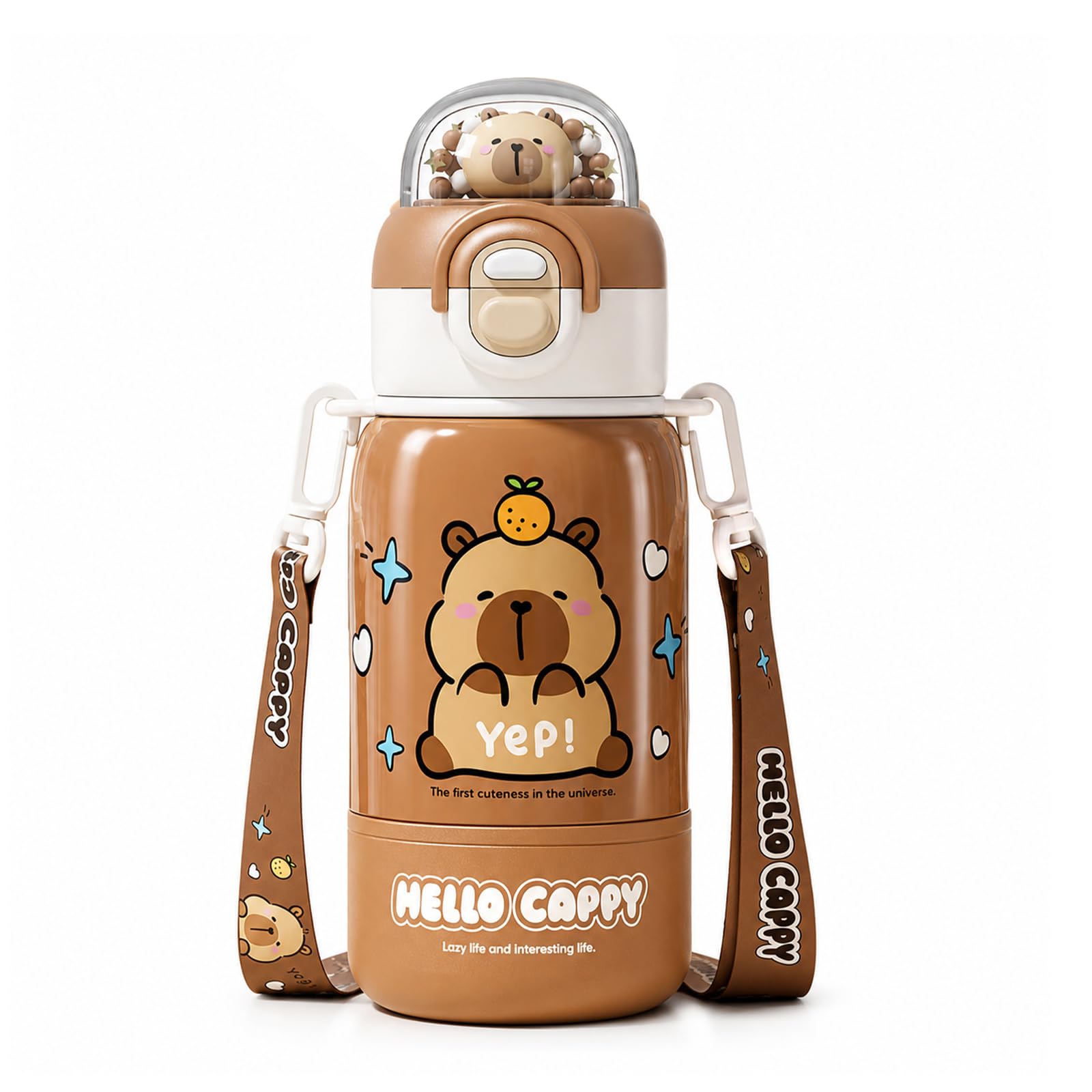 Vexilon Capybara Water Bottle, Cute Water Bottle, Water Bottles with Strap