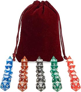 Kit 35 Dados RPG de Mesa D&D (D4 D6 D8 D10 D10% D12 D20) Opaco PEROLADO + 1 Bolsa Grande Cor VINHO