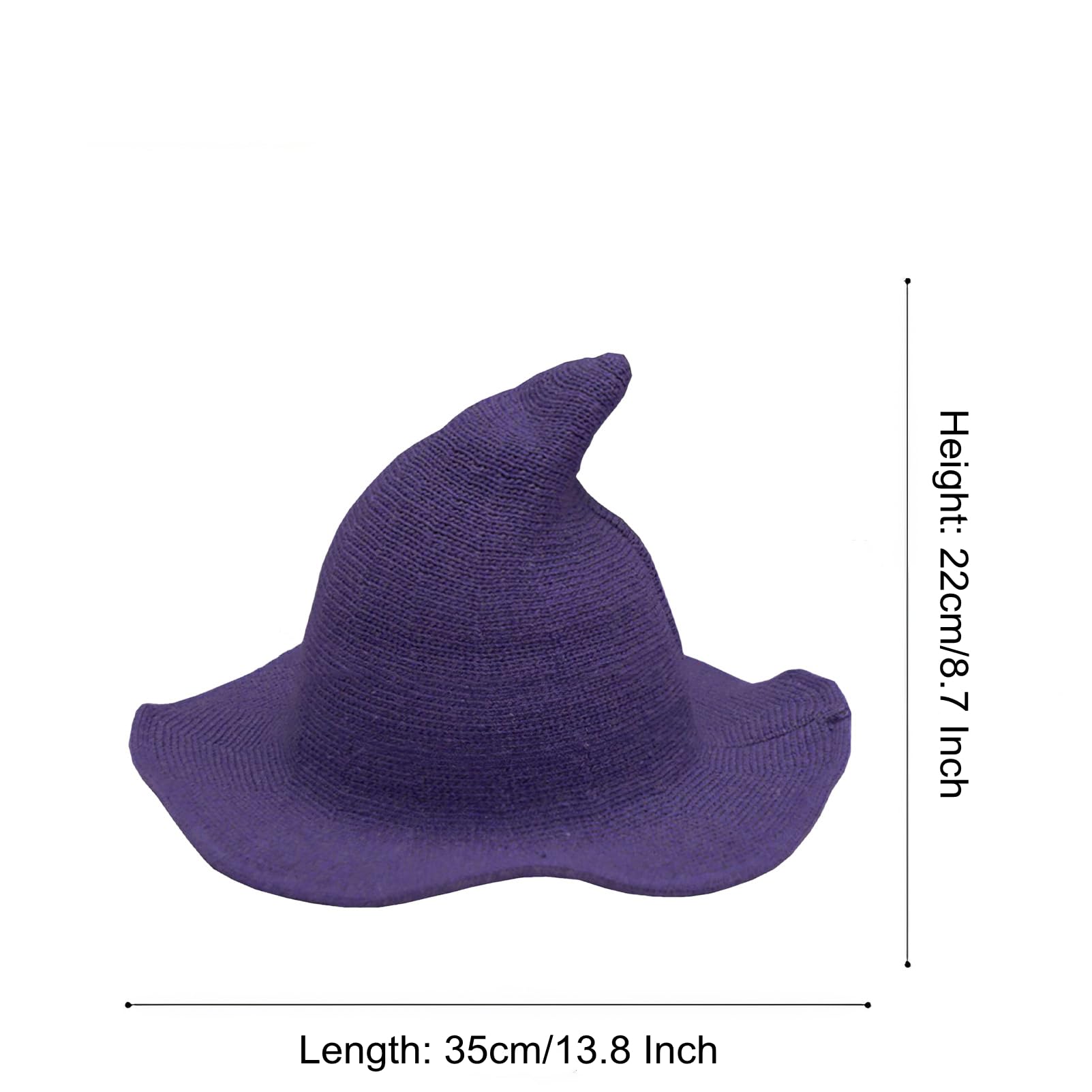 apott Halloween Witches Hat Purole Women Knitted Cap Fancy Pointed Hat for Christmas Masquerade Costume Party - Image 2