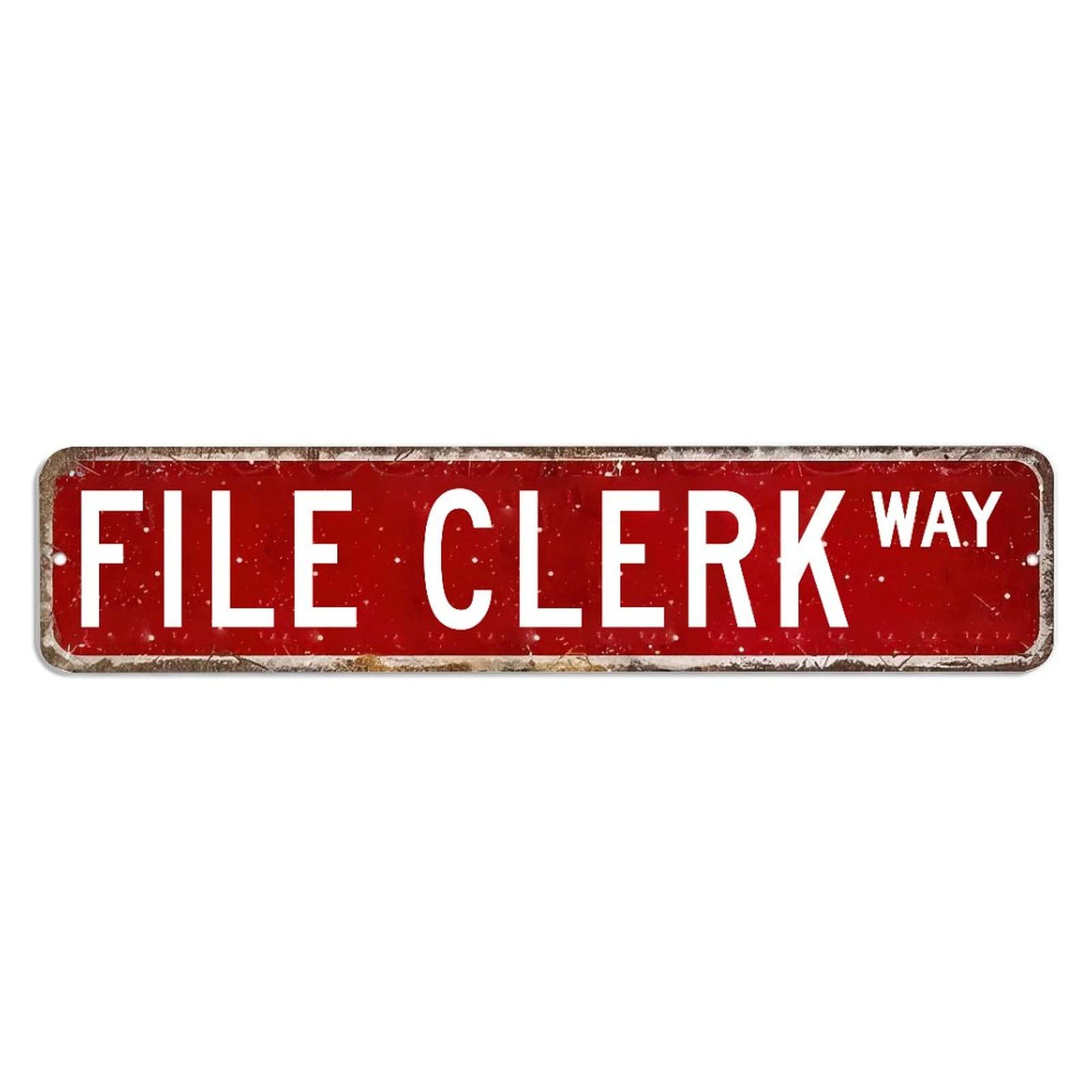 peiyeety Vintage Metal Tin Sign File Clerk Way Retro Street Sign, Rustic Wall Decor for Home, Office, Man Cave, Garage, Kitchen, Farmhouse, Patio, Garden, Porch, 4 * 16 inch