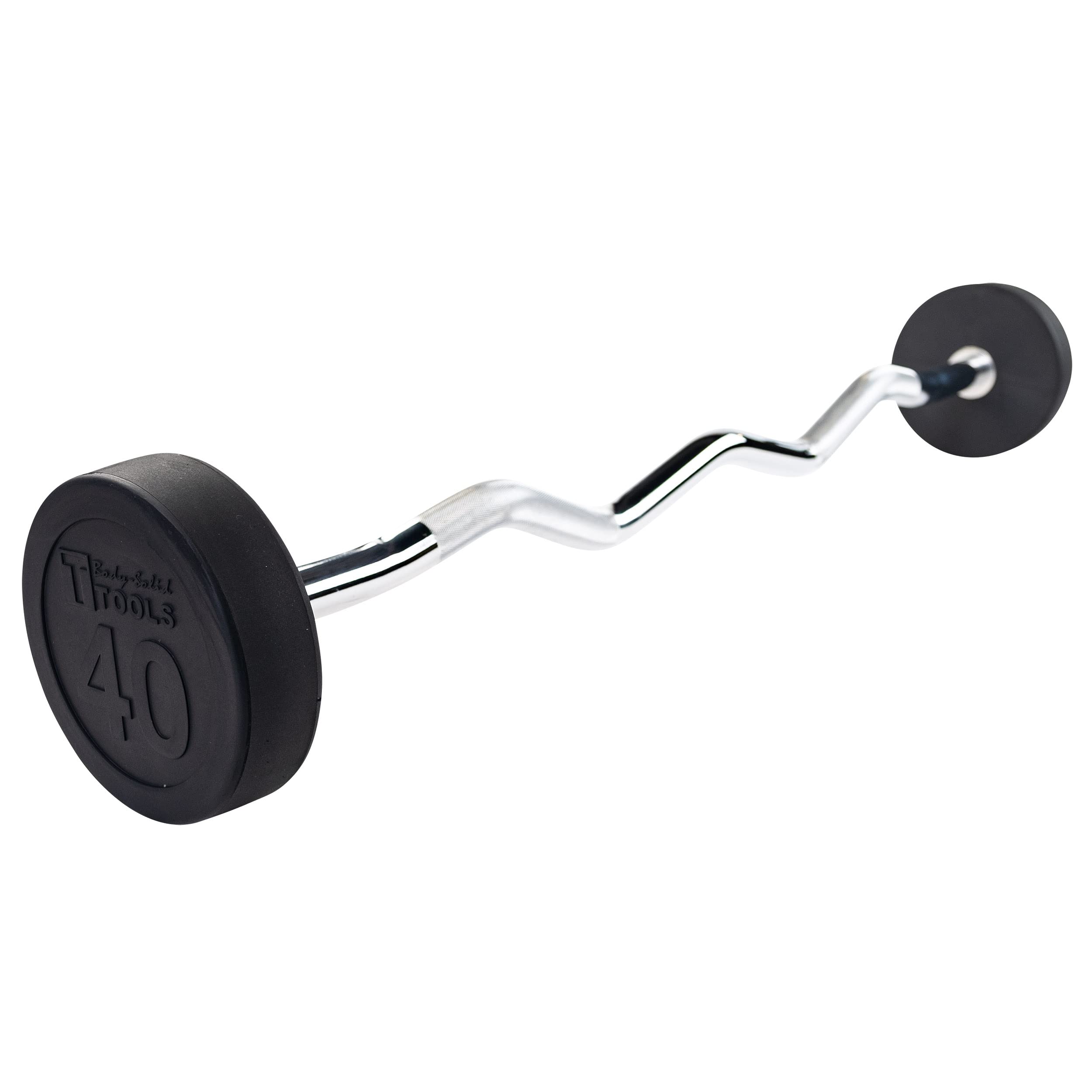 SBZ40 Rubber Coated Fixed Curl Barbell, 40lb