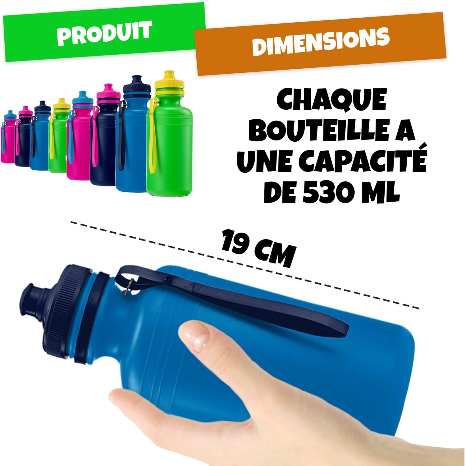 Bedwina Gourdes pour enfants, lot de 12 – 532,3 ml, sans BPA