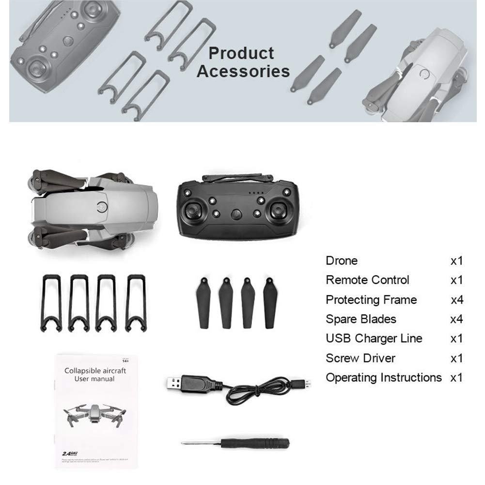 Drone Quadcopter UAV con Fotocamera da 48 MP Video 4K a 3 Assi Gimbal 34 min Tempo di Volo ， Funzione del sensore a gravità, Una Chiave decolla/atterraggio, Argento 4K (Colore: Argento 720p)