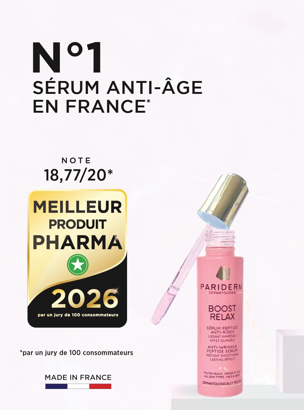 BOOST RELAX – Sérum peptide anti-rides – Lissant immédiat – Effet durable – Soin Visage Anti-âge – Pour tous Types de Peaux – 30 ml