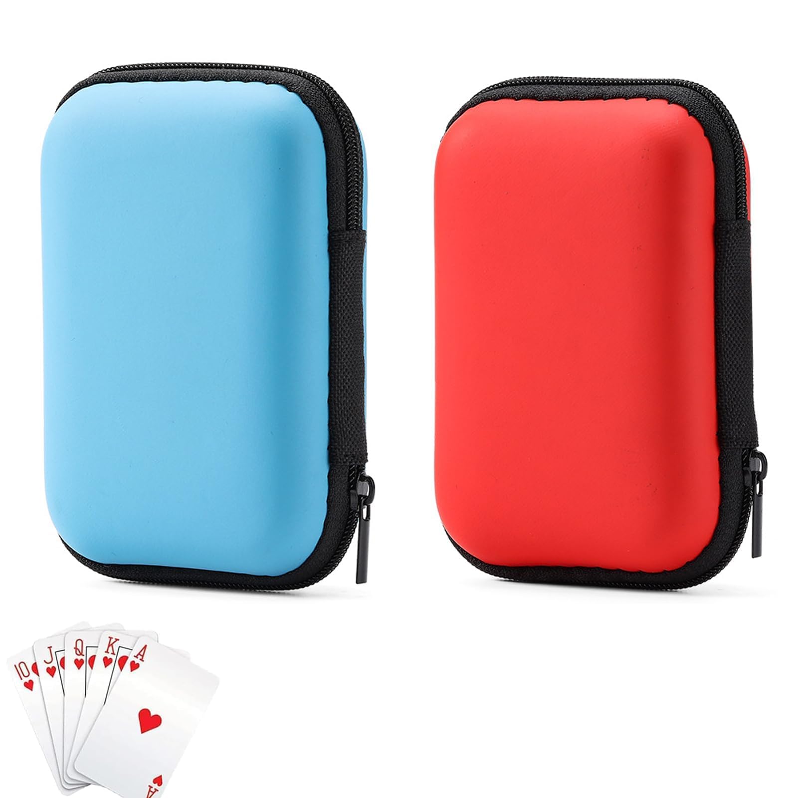 lisetar Playing Card Case for UNO Card Game Holder, Portable Storage Box, Blue and Red, 2 Pieces, Multicolor
