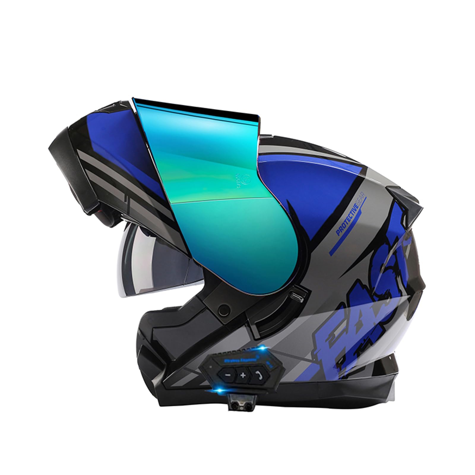 Modular Casco Moto Bluetooth Casco ECE Homologado Abatible Integrado Cascos Integrales,Doble Visera Doble Lente Sistema De Ventilación Forro Extraíble para Mujeres Y Hombres Adultos
