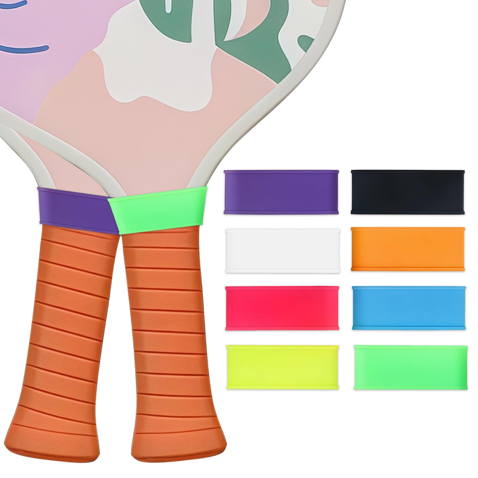2 Pcs Personalized Pickleball Paddle Name Bands - Custom Silicone Ring Grip Bands (for Racquets, Squash Racquet Grips), DIY Gift for Pickleball Players
