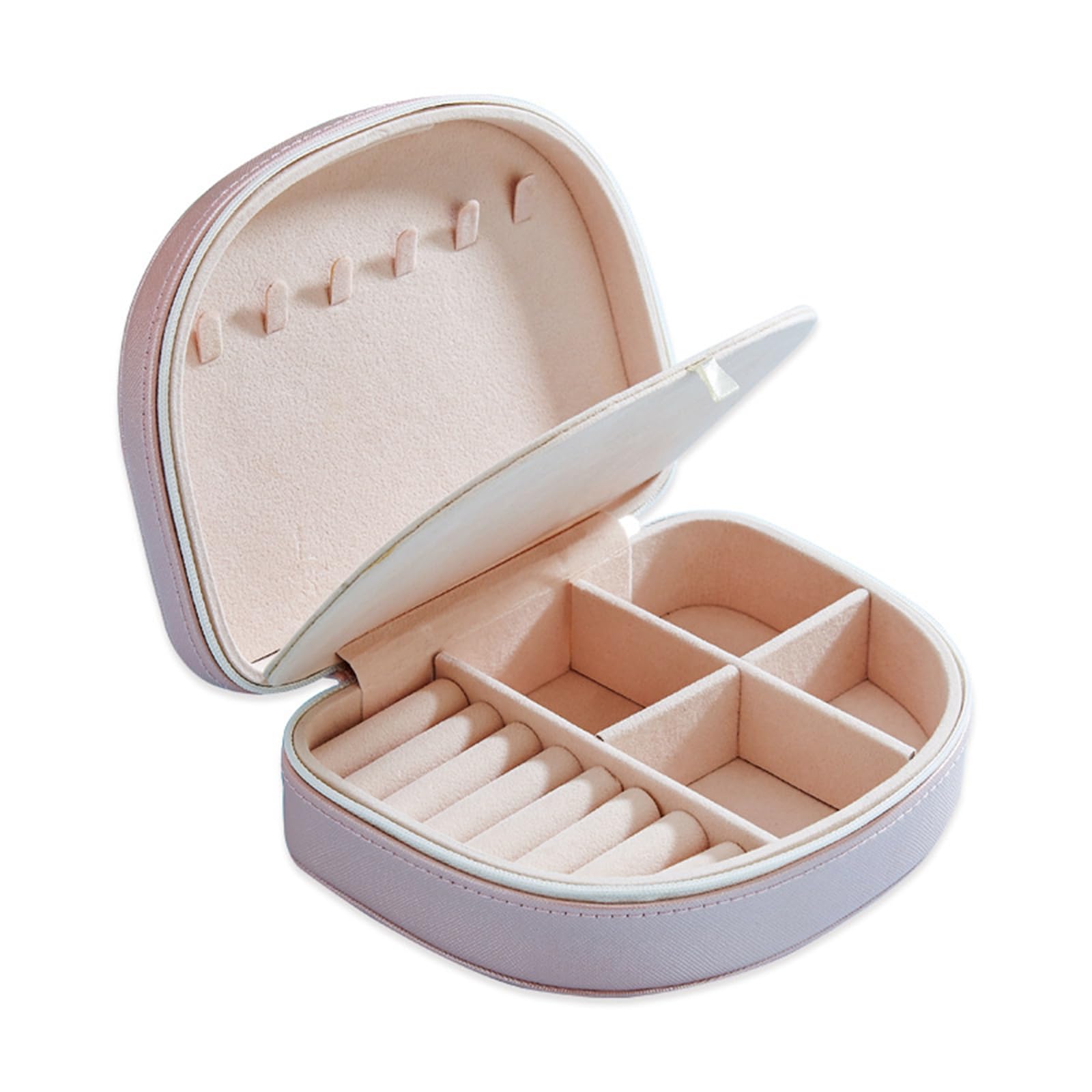STAYOUNGPortable Jewelry Box - PU Leather Portable Mini Travel Jewelry Trays Display Storage Case for Necklaces Bracelets Earrings Rings(Pink)