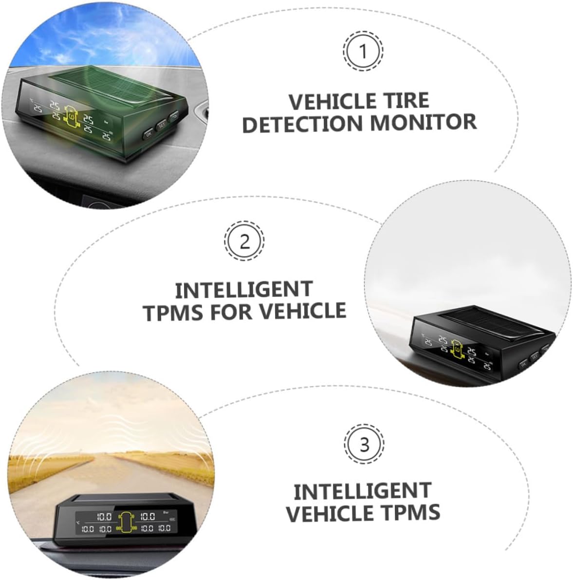 ABOOFAN 1Set Wheel Solar Power Tire Pressure Monitoring System for Trucks Real Smart with External Sensors Accurate Air Pressure Detection for Vehicle Safety