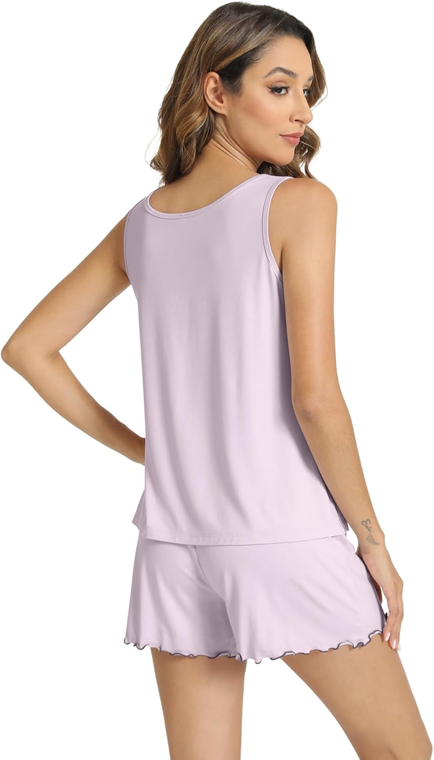 WiWi Viscose from Bamboo Pajamas for Women Tank Top and Shorts Pajama Set Soft Sleepwear S-XXL - Image 2