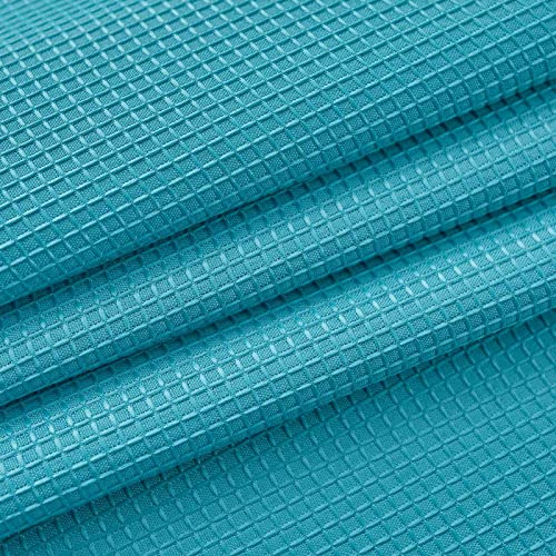 Valea Home Water Repellent Valance For Bathroom Window Waffle Woven Textured Short Kitchen Curtain Valances, Turquoise, 60 X16 Inches, 1 Panel #TOP3