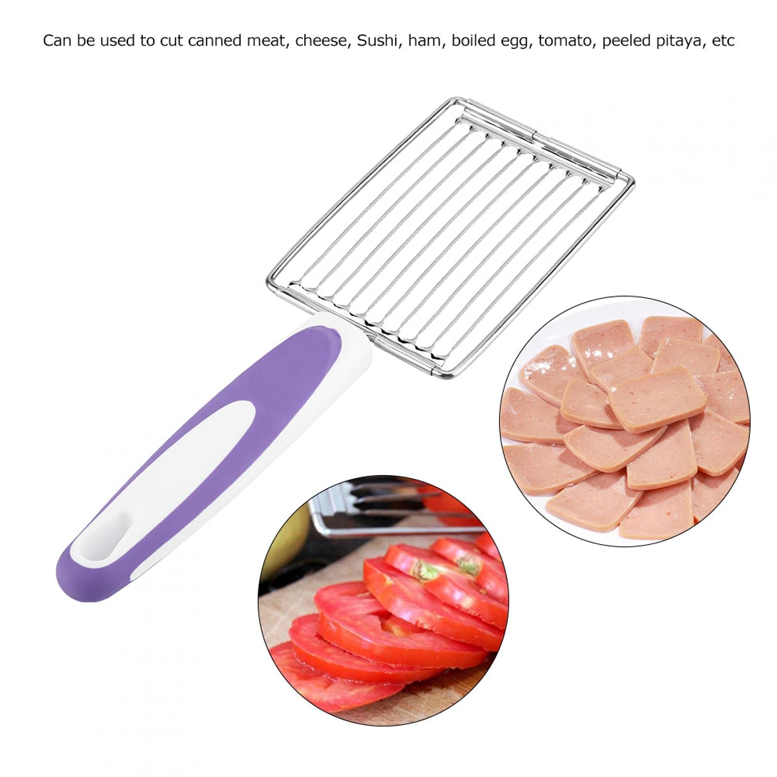 Luncheon Meat Slicers, Spam Slicers 10 Slices, Egg Cutter Slicers, Spam Cutter 10 Slices for Boiled Egg Fruit Soft Cheese Cutter(Purple)