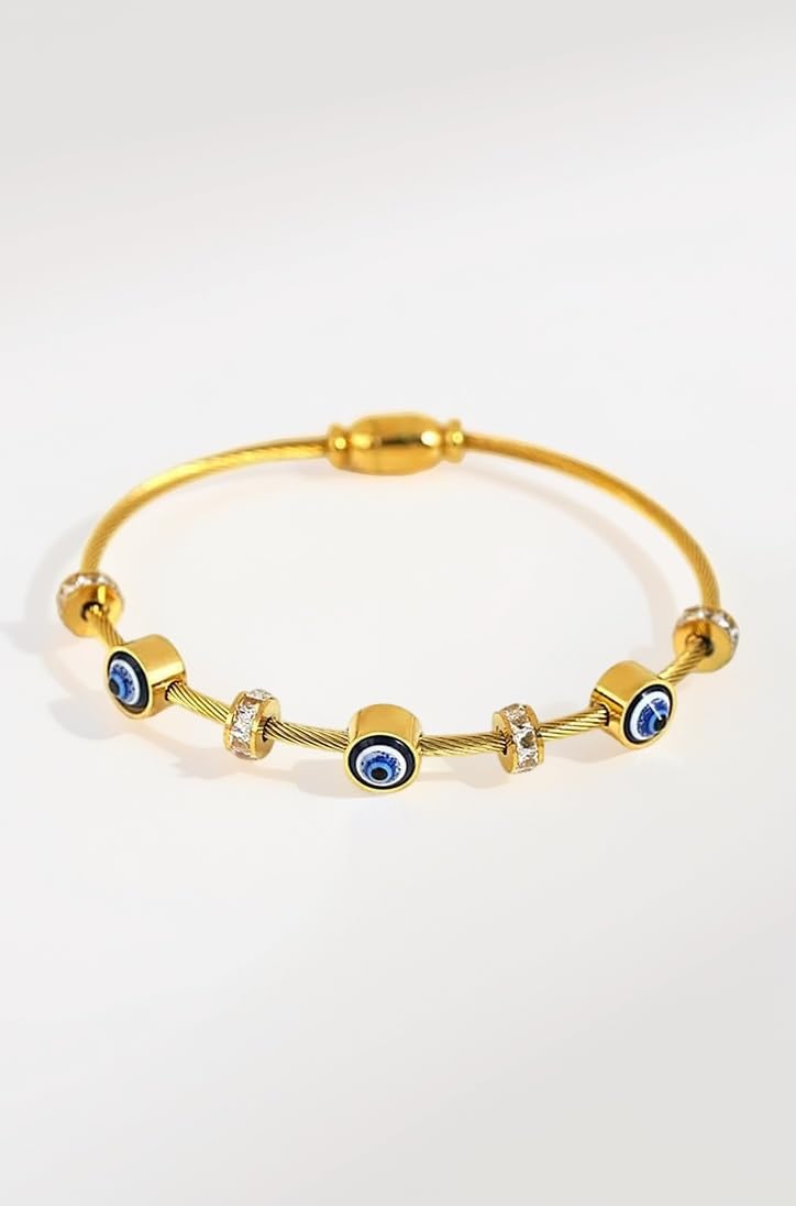 Glamlife Evil Eye Bracelet for Women | Anti Tarnish Bracelet | Stylish Magnet Bracelet Kada for Women, Girls | Aesthetic Jewellery for Women