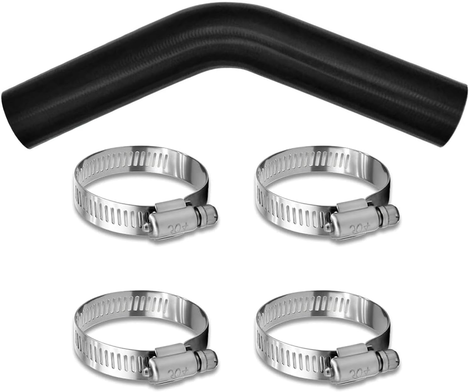 Gasoline Fuel Filler Neck Hose 1 1/2 inches Inside 45 degree with 4 Hose Clamps (1.5" ID 12" Long) ReinforcedGas tank Flexible Nitrile Rubber