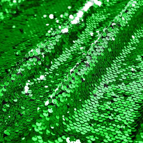 VOK Sequin Flip Fabric by The Yard, Reversible Glitter Fabric for Graffiti, Bridal Dress, Wedding Decorations, Sewing, DIY Handmade (3 yd, Green + Silver) by VOK - Used condition - Image 7