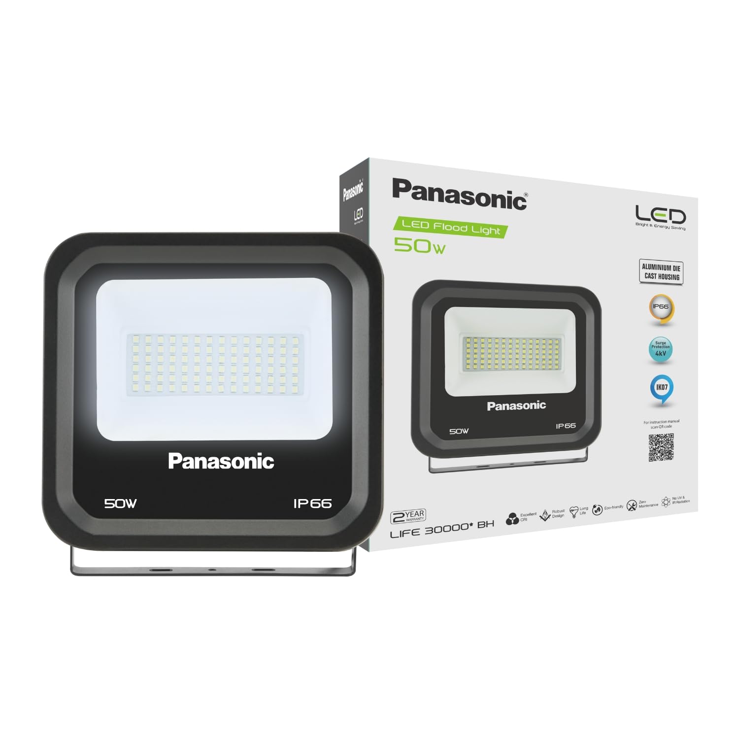 Panasonic 50 Watt Outdoor Waterproof Flood Light, Fire Retardant Grade LED Flood Light for Outdoor Lighting, Area Lighting, Boundaries Area, Parks & Sports Ground - (Cool White - PFLM24507)-image-0