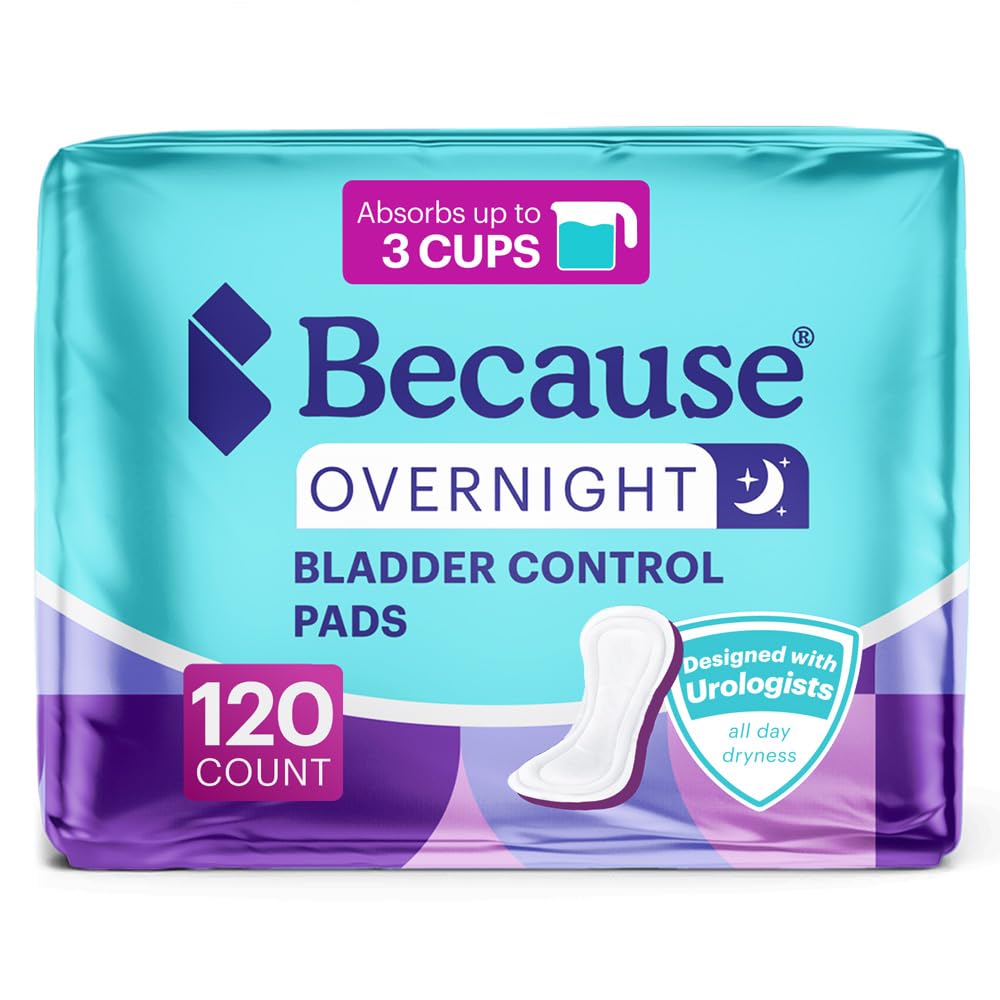 Because Overnight Incontinence Pads for Women, 14-Inch, 120 Count