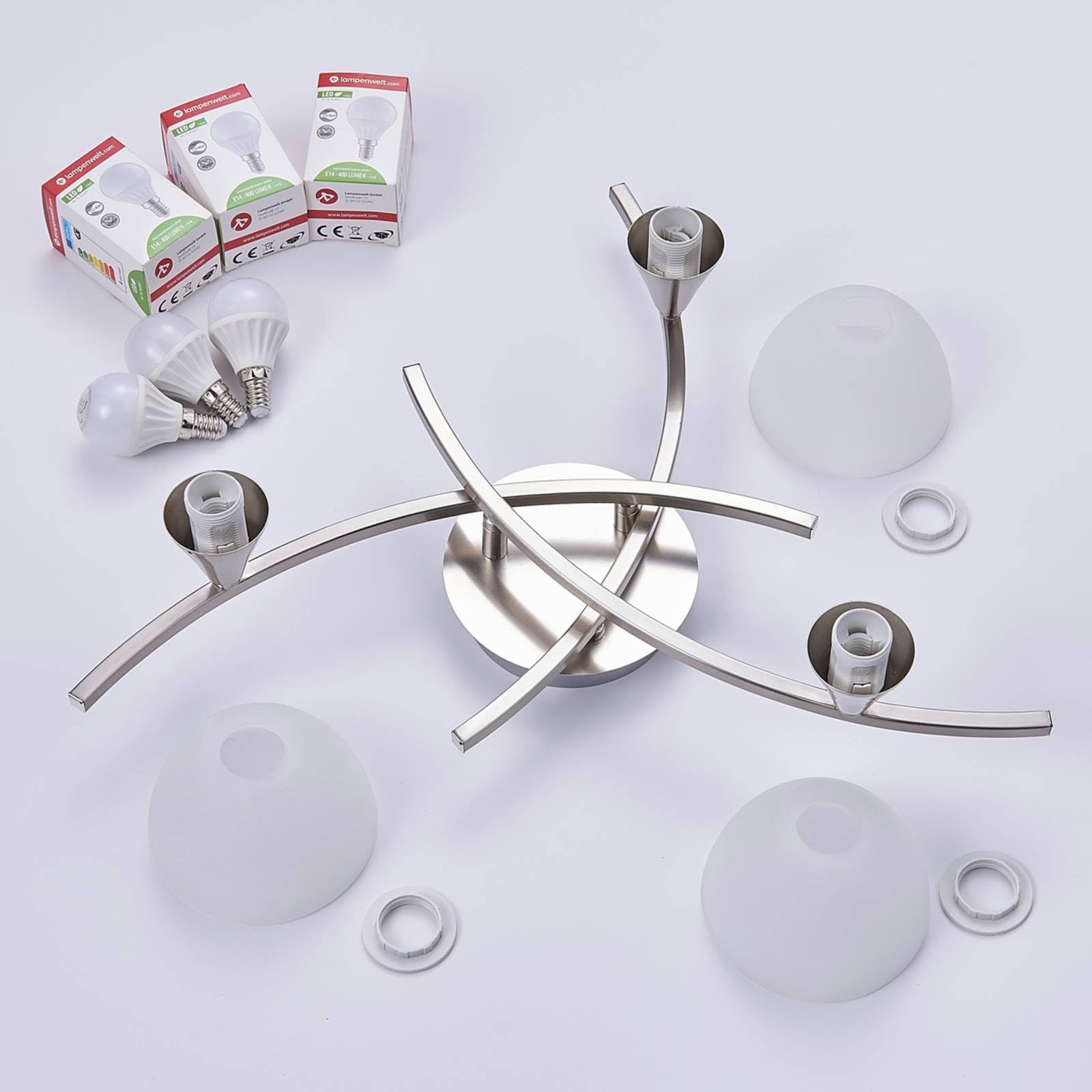 Lindby Lámpara de techo Della (Moderno) en Gris hecho Vidrio e.o. para Salón & Comedor (3 llamas, E14) lámpara