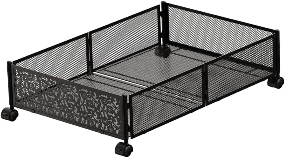 DECHOUS Under Bed Storage Rack Stainless Steel Organizer Wheels for Space Saving Storage of Clothes Shoes and More Mesh Design for Easy Access