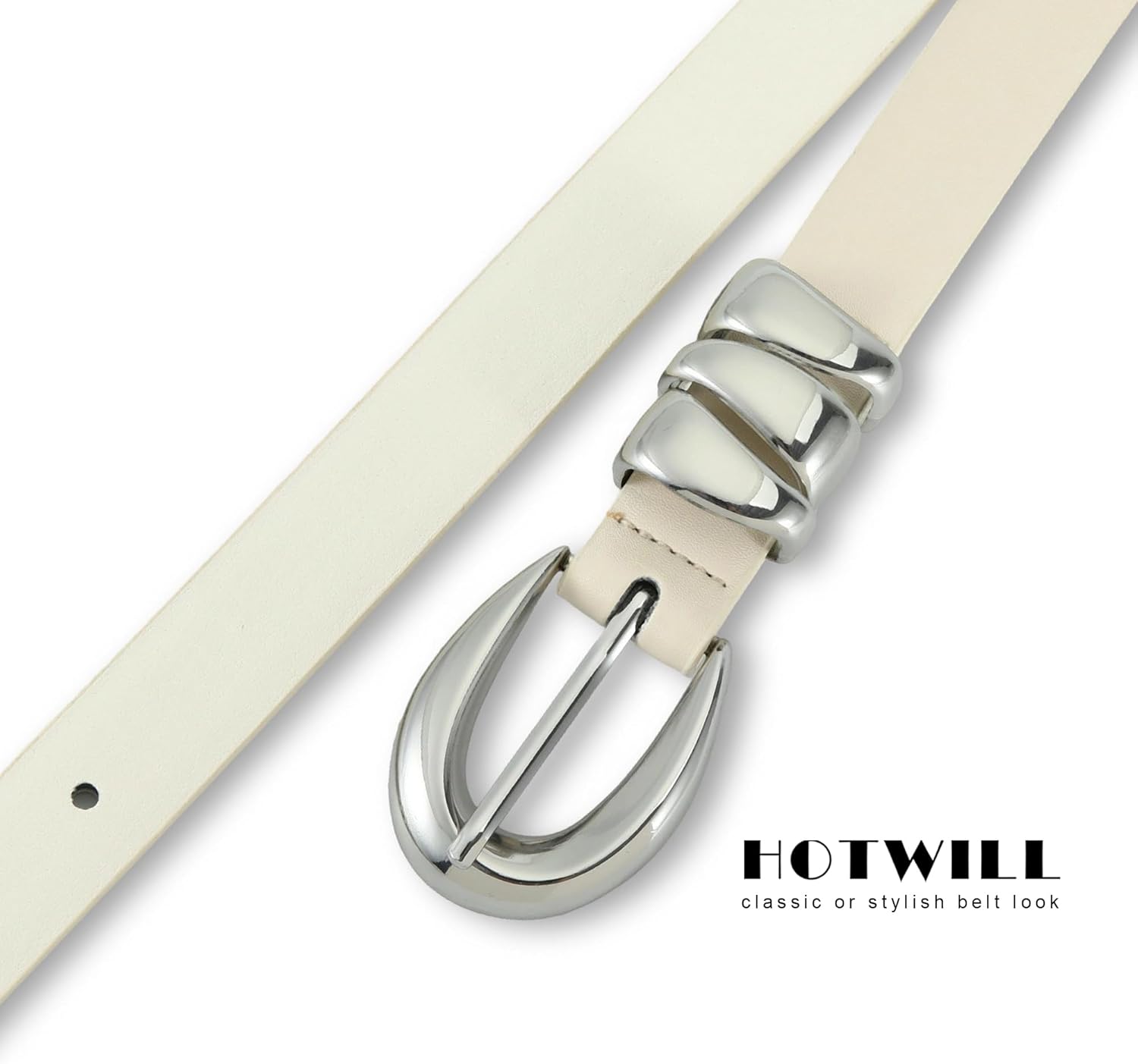 HOTWILL Women Skinny Belt for Jeans Dress Pants Ladies Fashion Faux Leather Waist Belt with Gold Buckle - Image 4
