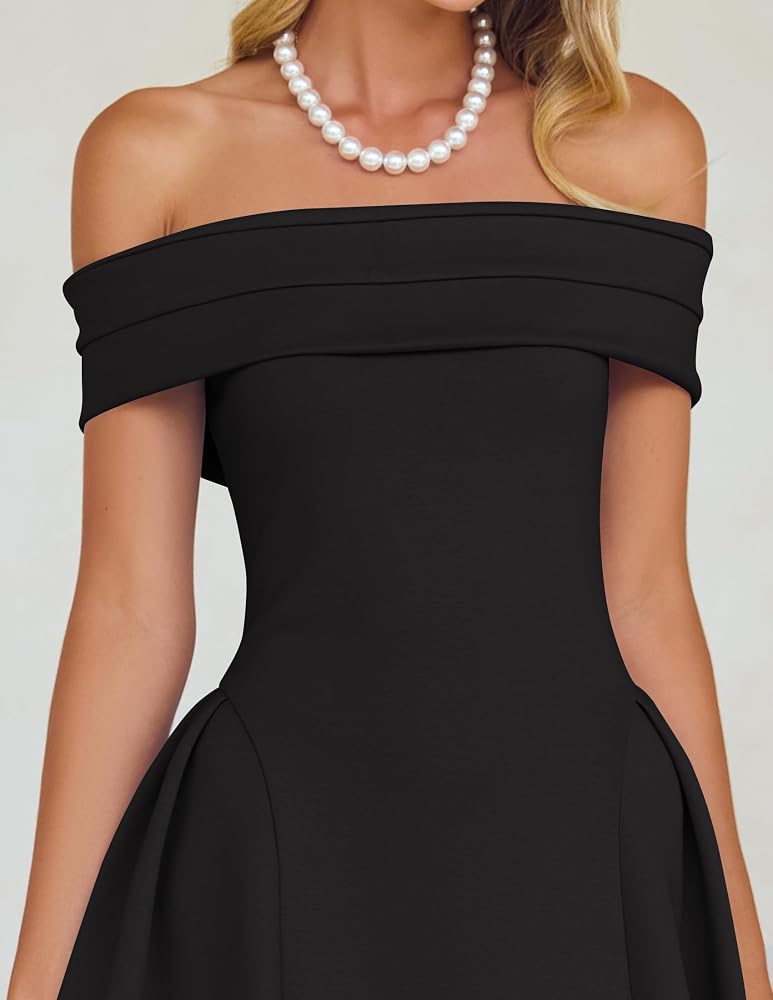 Amazon.com: ZESICA Summer 2026 Cocktail Dresses for Women's Off Shoulder  Short Sleeve Swing A Line Wedding Evening Party Midi Dress Black X-Small :  Clothing, Shoes & Jewelry