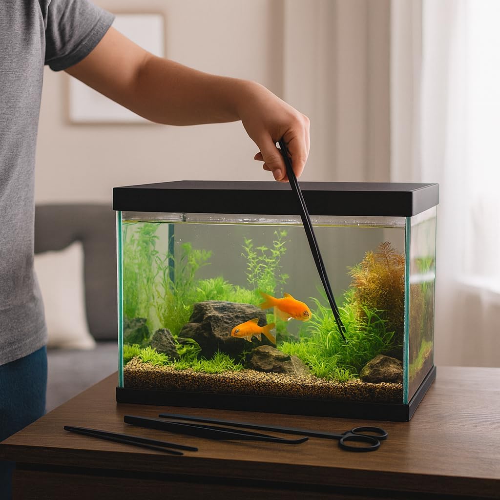 Mandala Crafts Stainless 15" Straight Curved Fish Tanks Aquarium Tweezers | 15 Inch Forceps, Rust Resistant Stainless Steel, Trimming Aquatic Plants, Bowls, Terrariums, Freshwater & Saltwater Aquascape