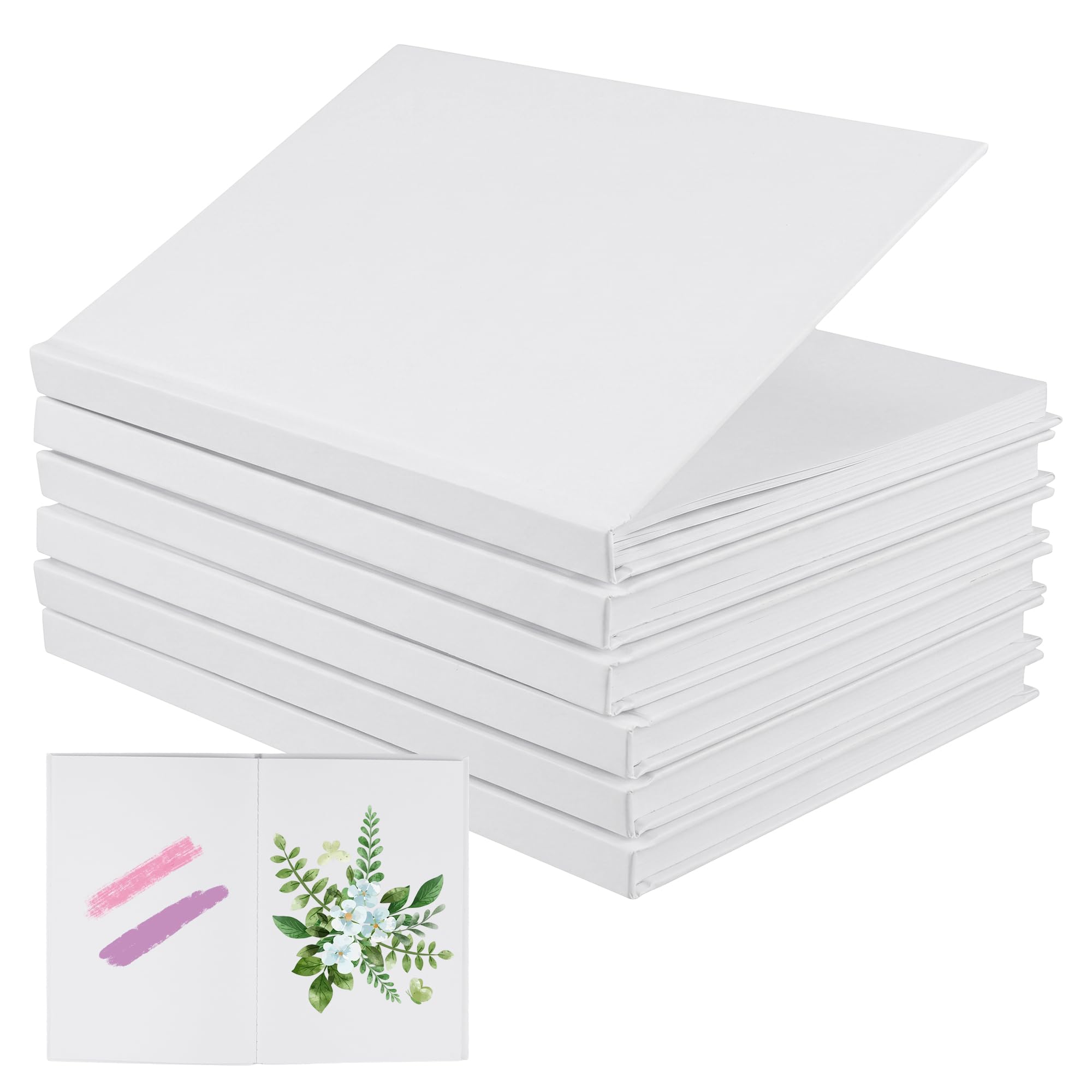 MOUYAT 5PCS Hardcover Blank Book, White Blank Notebook, 25.5x18 cm Unlined Notebook for Journaling, Sketching and Story Writing, 44 Pages Each