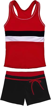 JerrisApparel Little Girls Summer Two Piece Boyshort Tankini Kids Swimsuit