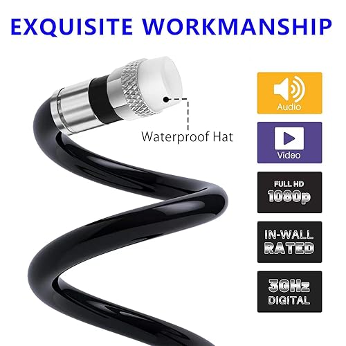 Miniatura 3 de Cable coaxial RG6 de 25 pies para interiorexterior, cable coaxial de entierro directo, cuádruple blindado 3 GHZ 75 ohmios F81RF impermeable en la