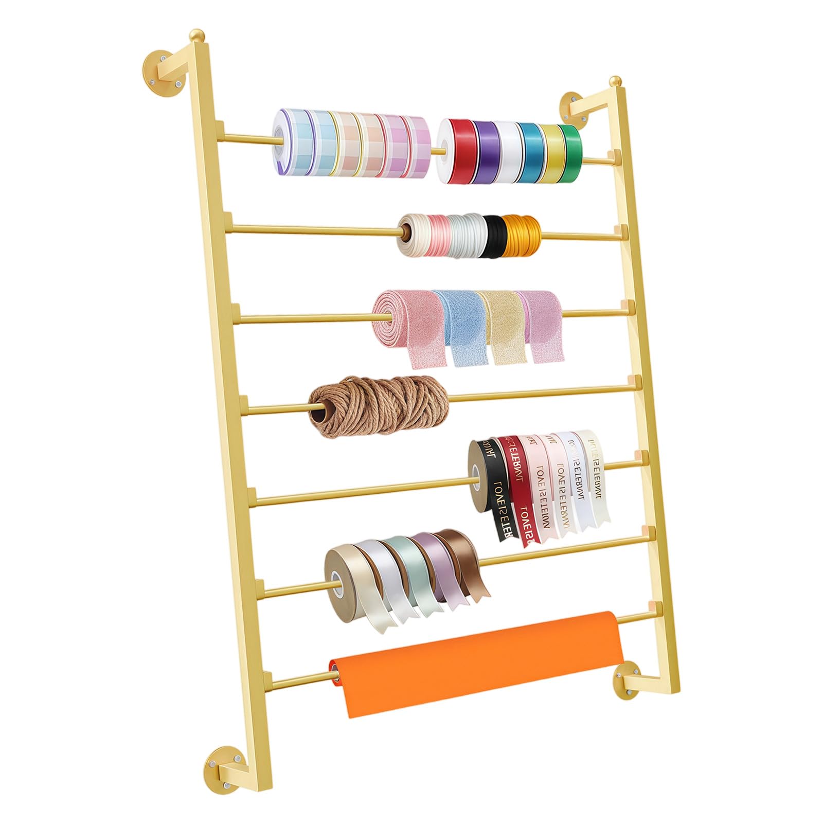 YROHGKPN Decorative Ribbon Holder with Carbon Steel Frame Storage Hanger for Handicrafts Multi Tiers Wrapping Paper Rack Craft Room Organization