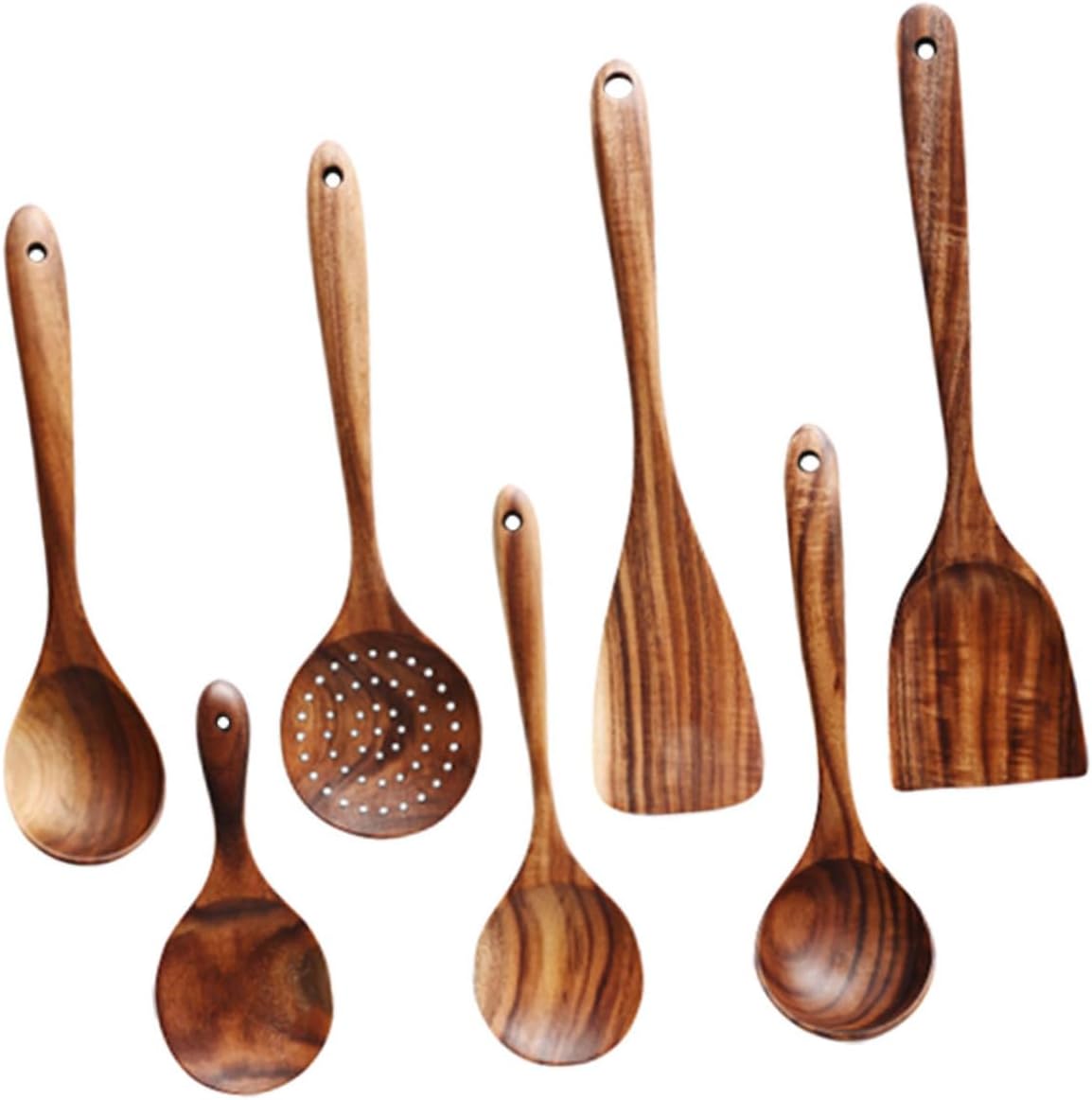 Luxshiny Wooden Spoon Set 4-Piece Kitchen Utensil Kit Non-Stick Cooking Tools Food-Grade Acacia Wood for Stirring Serving and Cooking for Home Chefs and Everyday Use