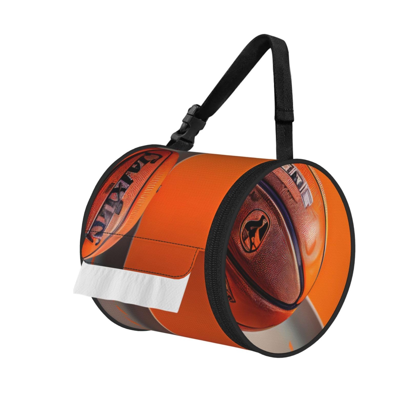 Basketball Orange Print Cylindrical Tissue Holder Bathroom Car Home Office Kitchen Decor Versatile