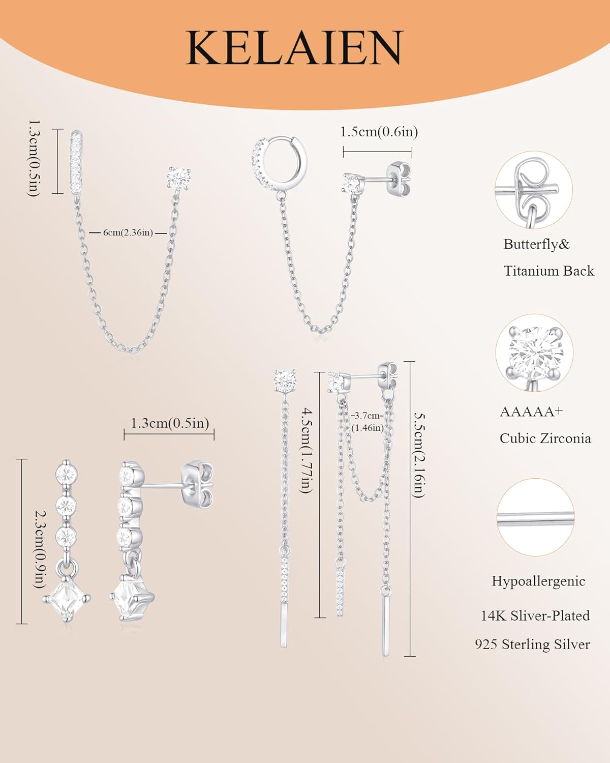 Gold Silver Earrings for Women Trendy 14K Gold Plated Dangle Hypoallergenic Cartilage Earrings Small 925 Sterling Silver Post Dainty Hoop Drop Pearl Earring Stacks Set Huggie Chain Earrings Jewelry - Image 6