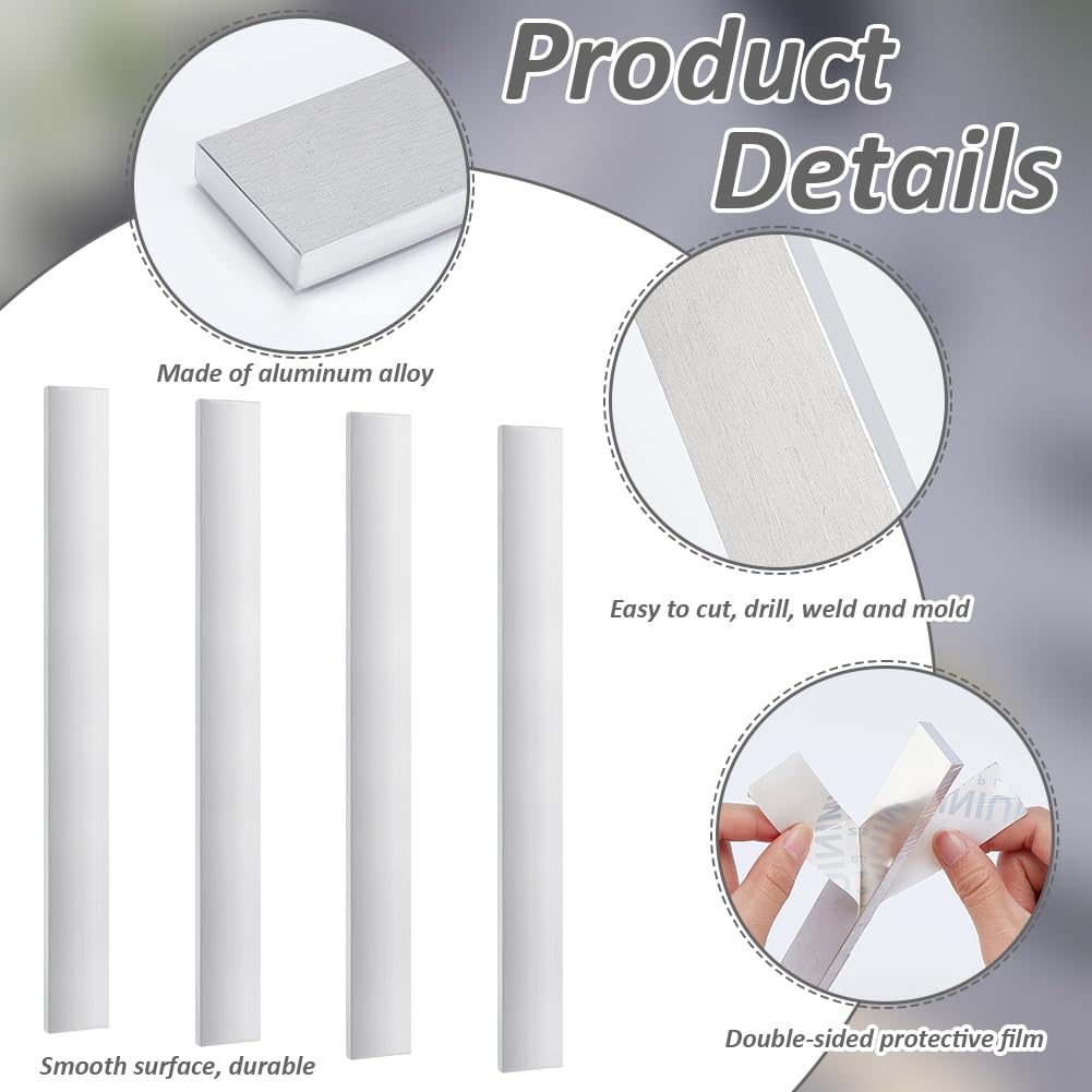 4 Barre Alluminio 6061 25x2.5x0.6cm - Piatta Piatta Per Fai Da Te, Telai E Riparazioni - Foto 1